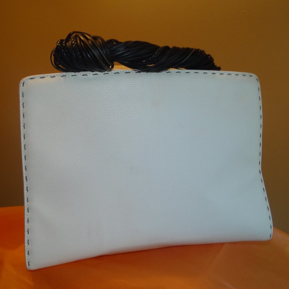 Gianfranco Ferre White/Black Purse with Braided Handle
